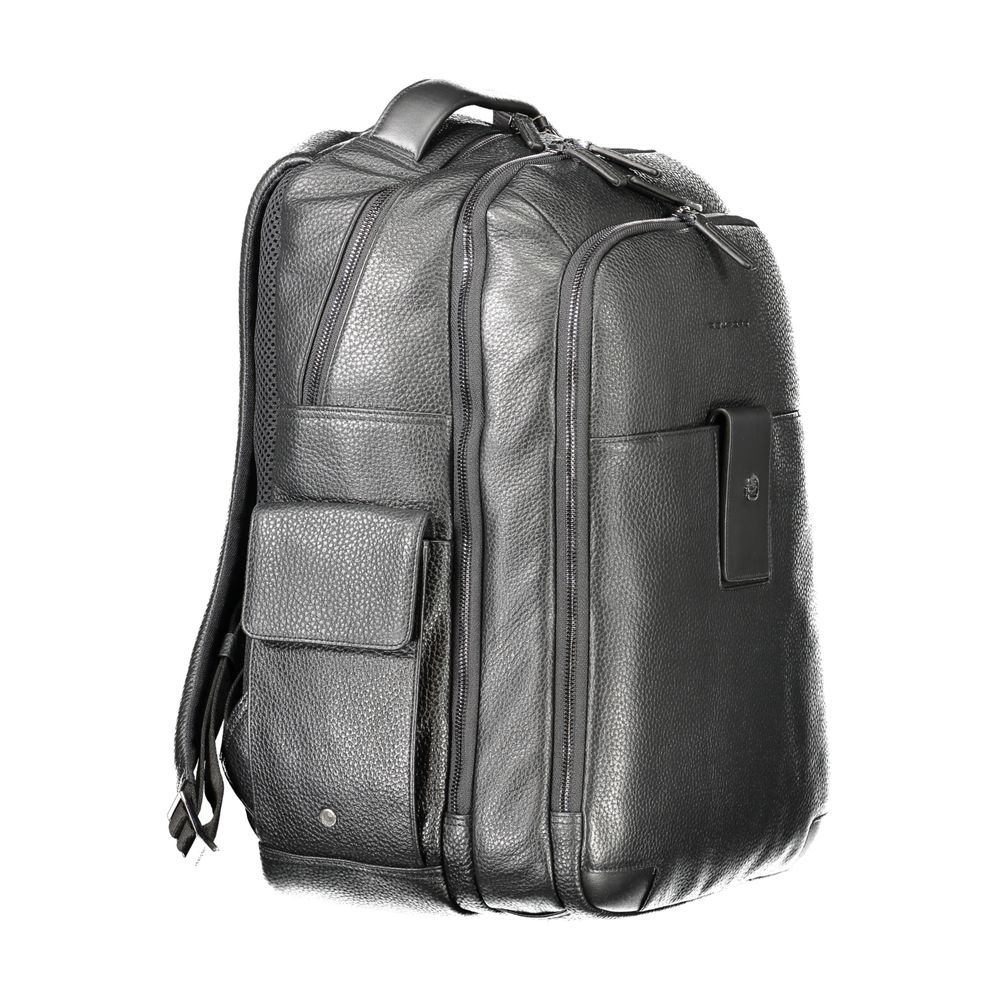 Piquadro Schwarzer Leder Herren Rucksack