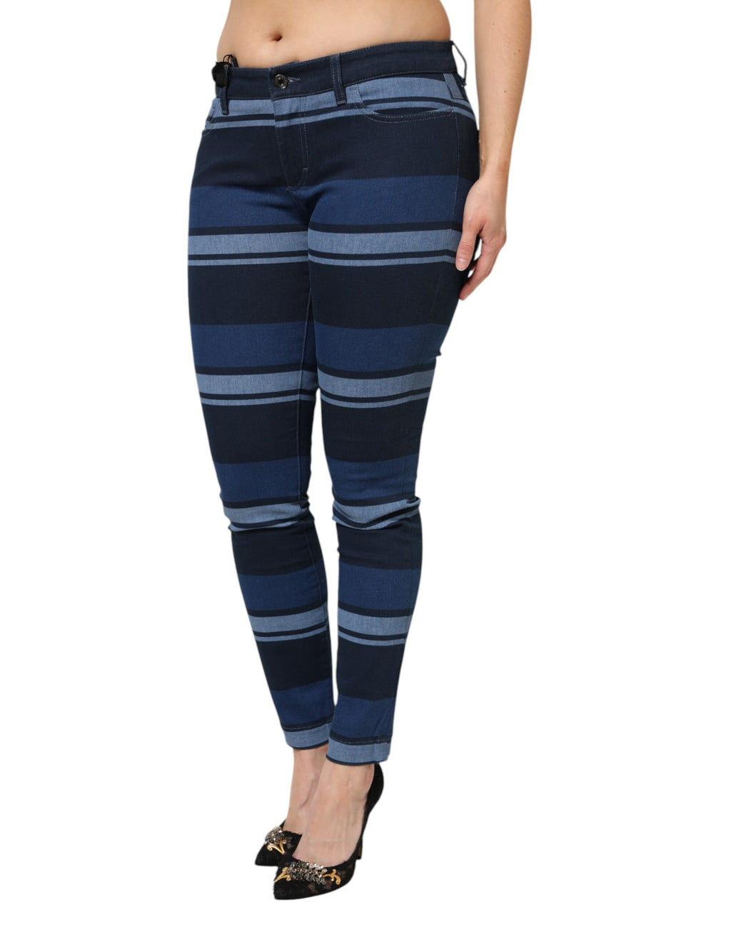 Dolce &amp; Gabbana Blau gestreifte Jeans aus Baumwollstretch