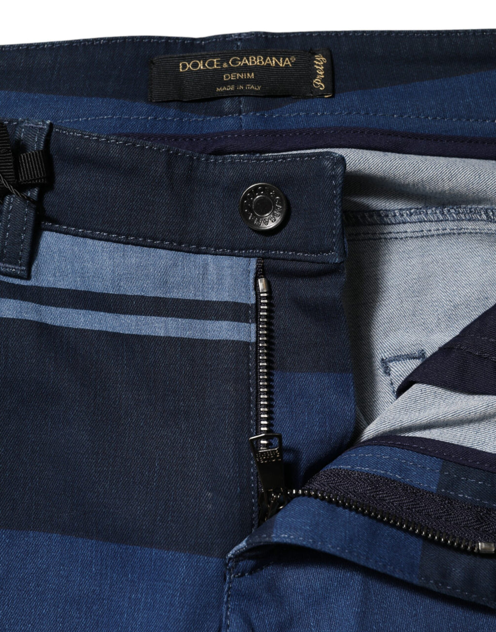 Dolce &amp; Gabbana Blau gestreifte Jeans aus Baumwollstretch