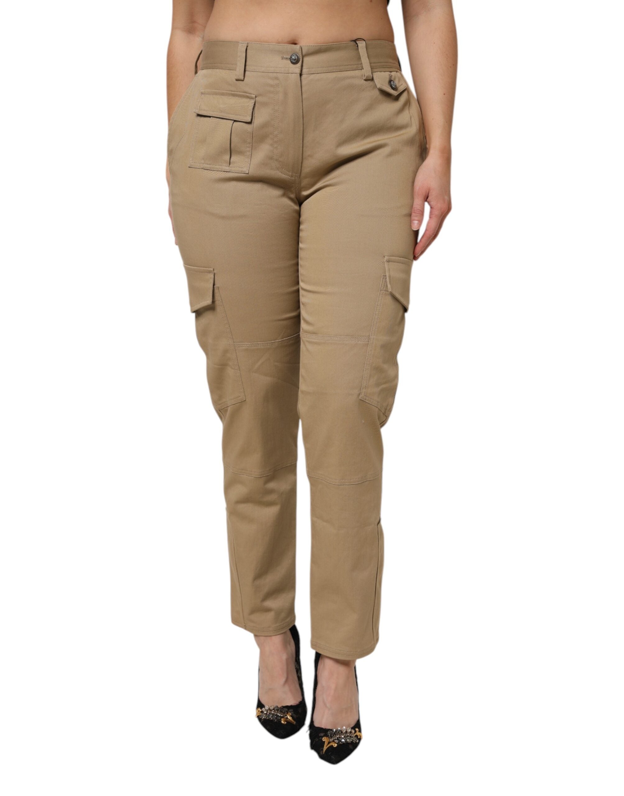 Dolce &amp; Gabbana – Cargo-Schmal zulaufende Hose aus brauner Baumwolle