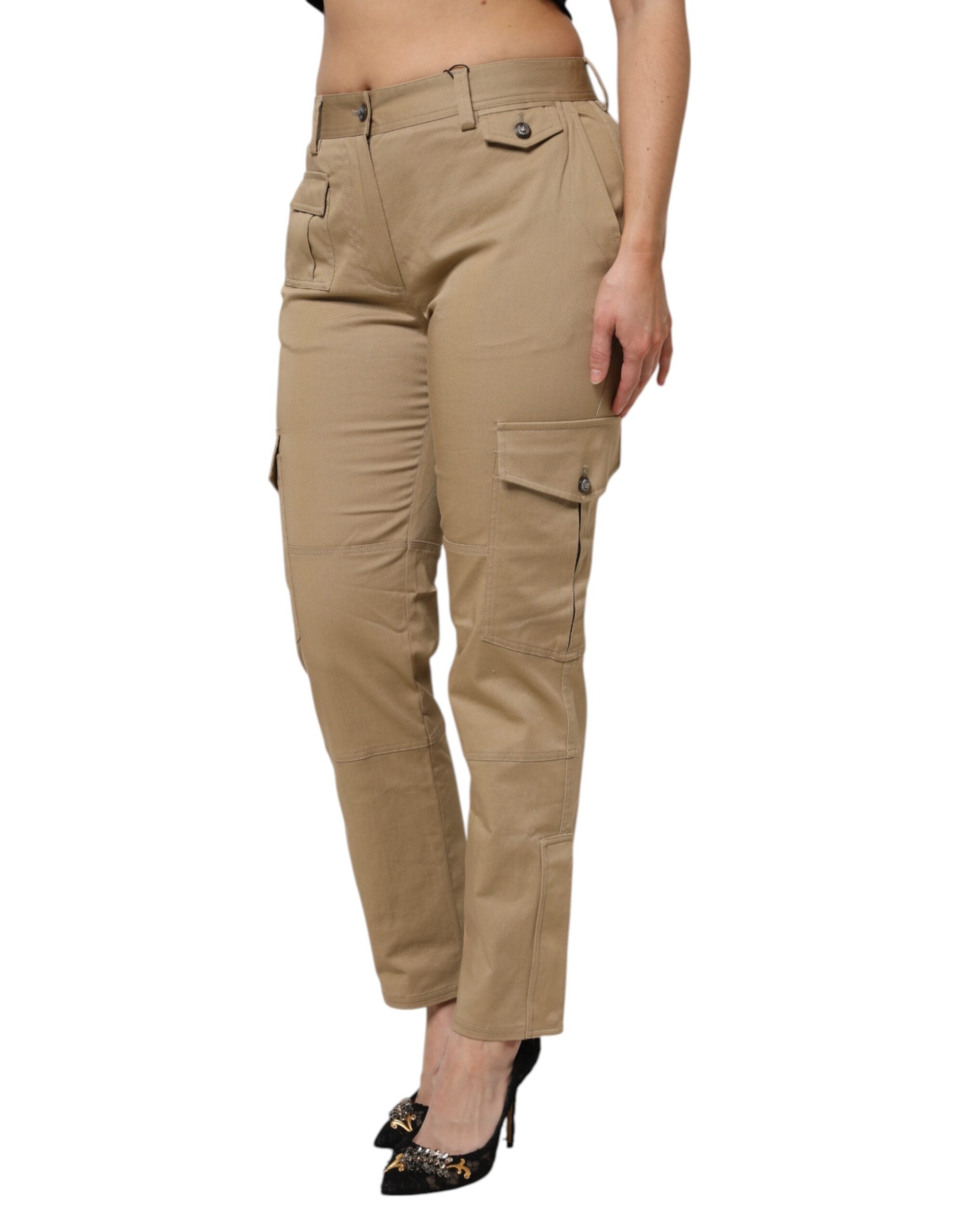 Dolce &amp; Gabbana – Cargo-Schmal zulaufende Hose aus brauner Baumwolle