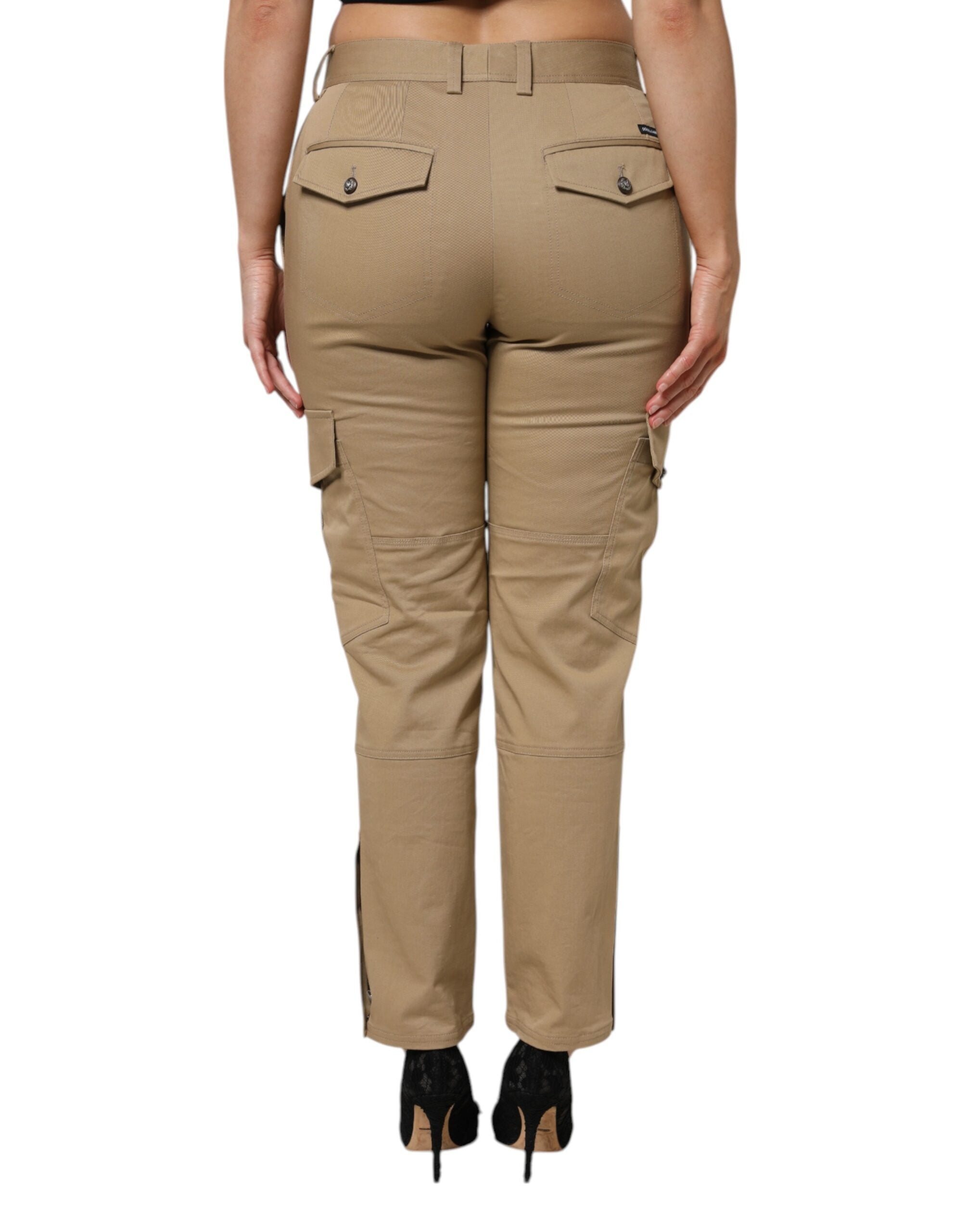 Dolce &amp; Gabbana – Cargo-Schmal zulaufende Hose aus brauner Baumwolle