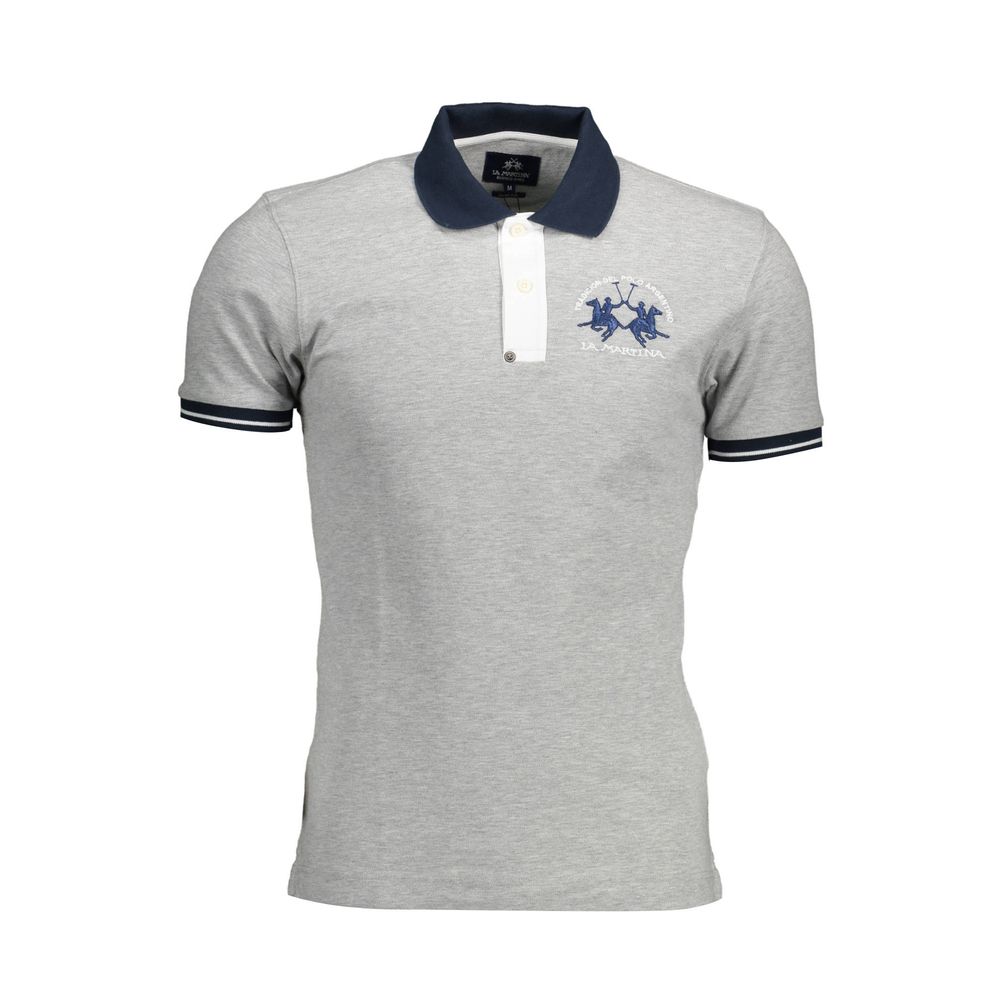 La Martina Graues Herren-Poloshirt aus Baumwolle