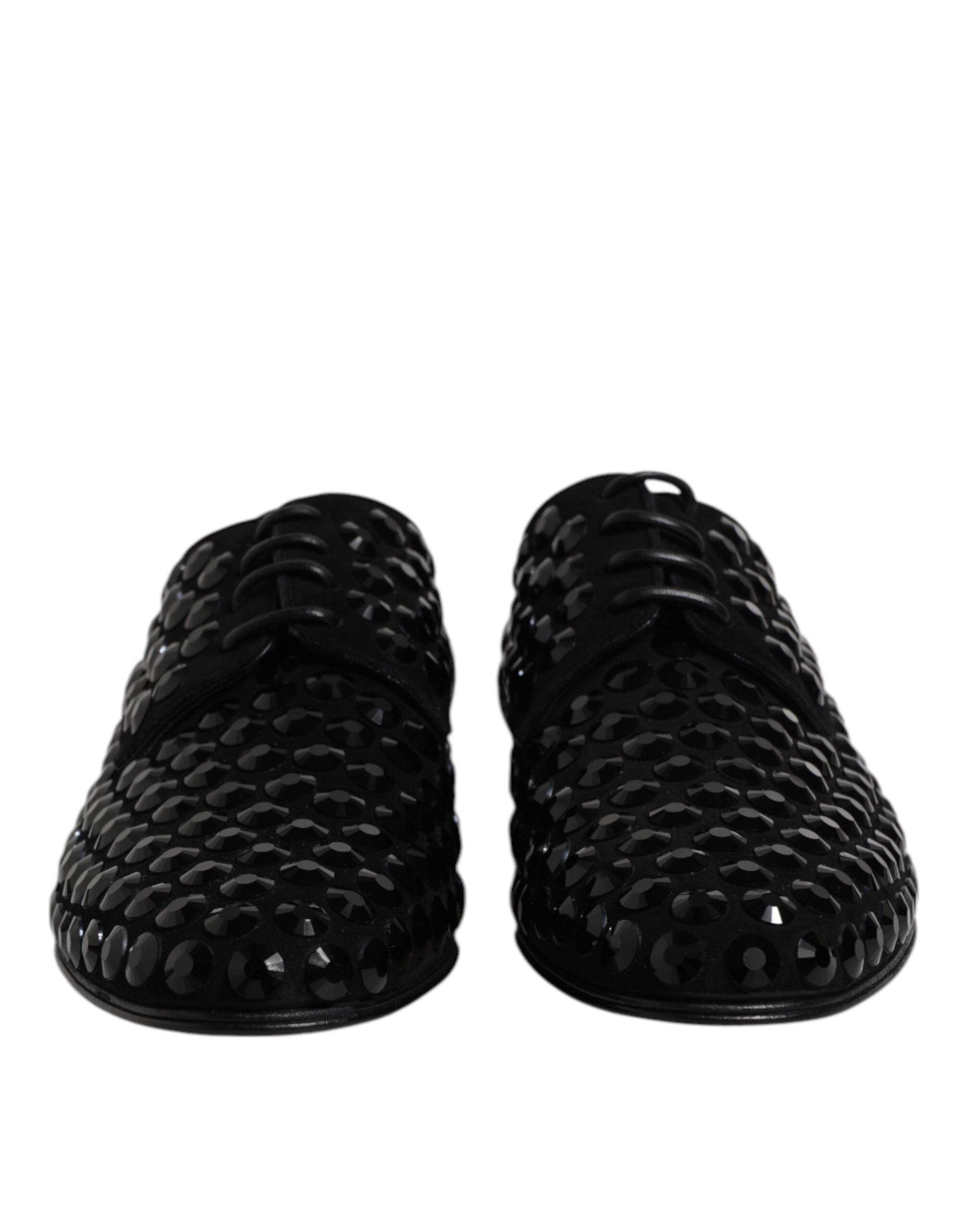 Dolce &amp; Gabbana – Schwarze Derby-Schuhe aus Wildleder mit Strass