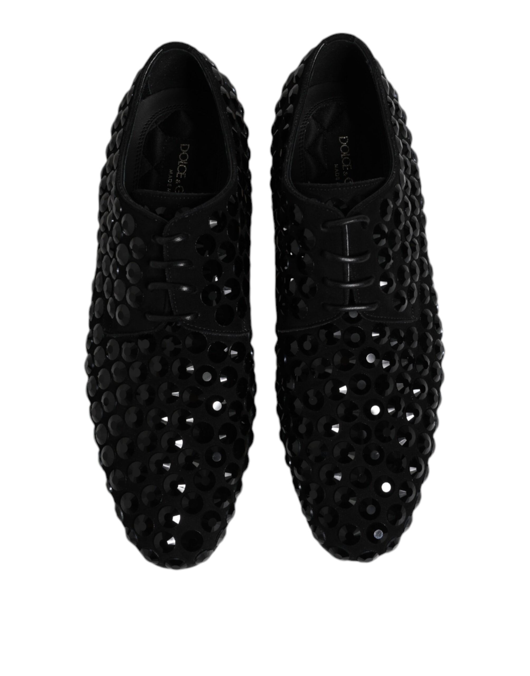Dolce &amp; Gabbana – Schwarze Derby-Schuhe aus Wildleder mit Strass