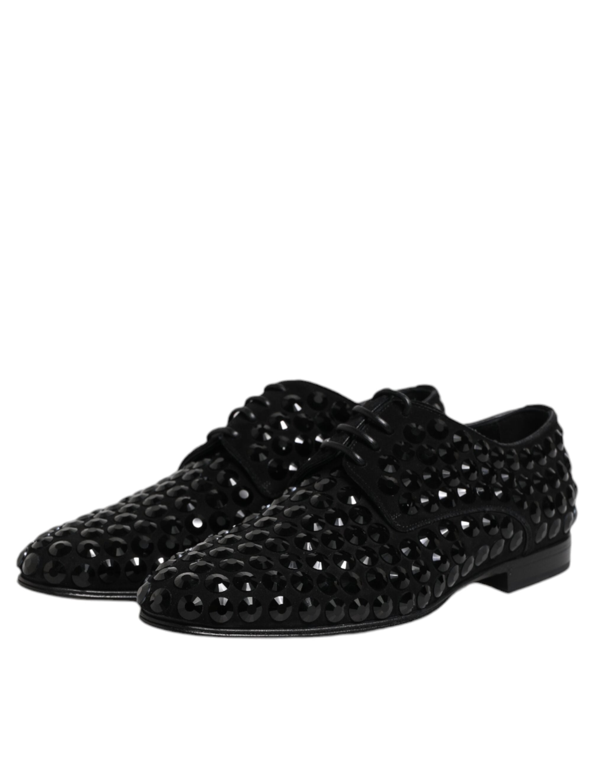 Dolce &amp; Gabbana – Schwarze Derby-Schuhe aus Wildleder mit Strass