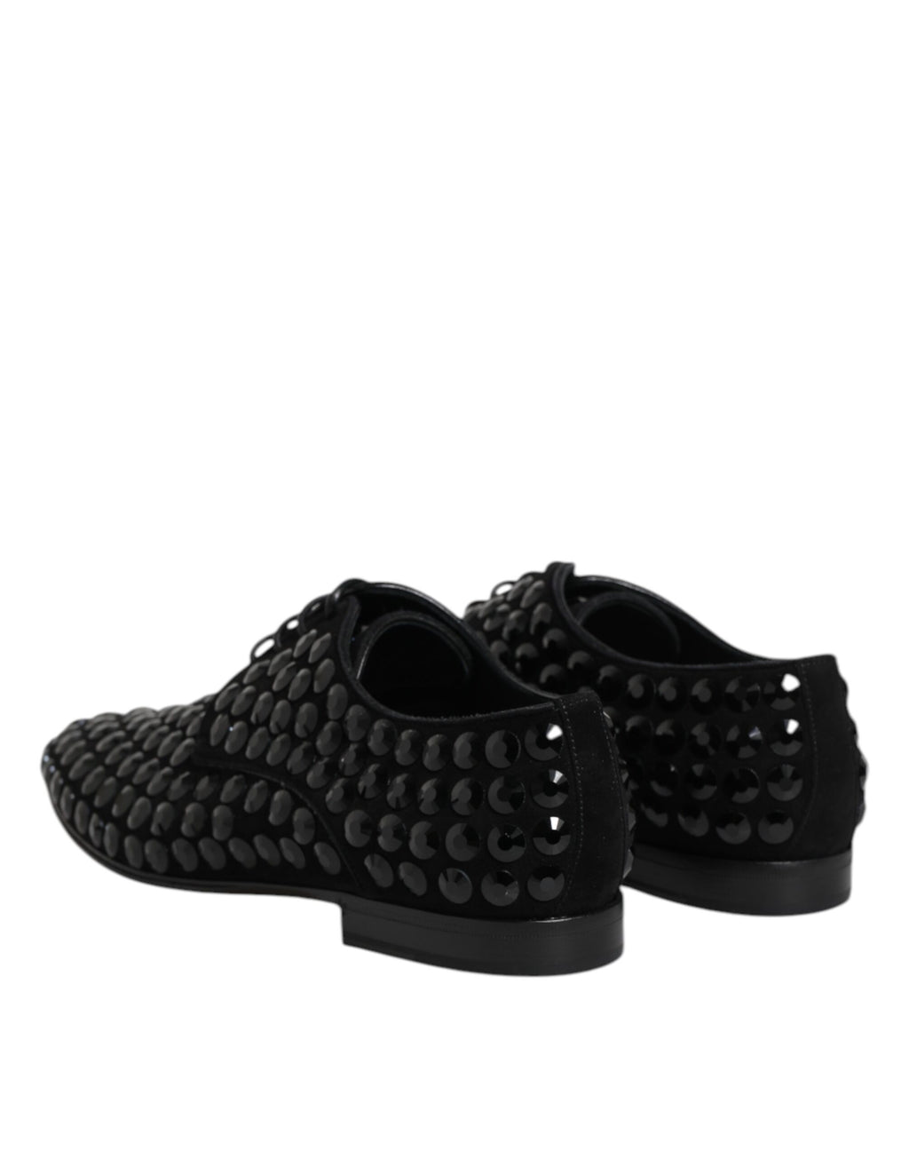 Dolce &amp; Gabbana – Schwarze Derby-Schuhe aus Wildleder mit Strass