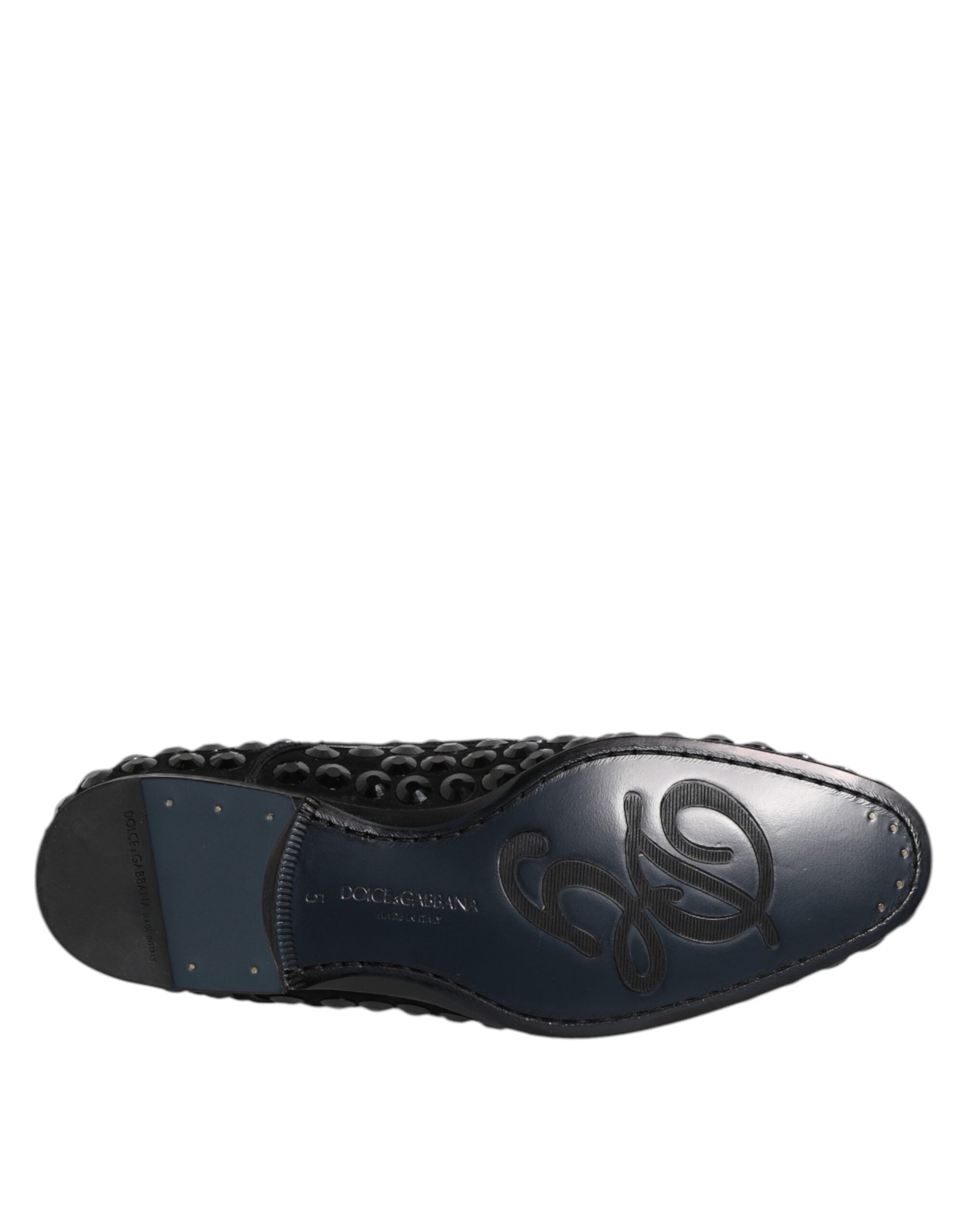 Dolce &amp; Gabbana – Schwarze Derby-Schuhe aus Wildleder mit Strass
