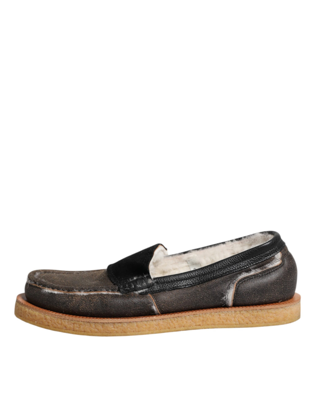 Dolce &amp; Gabbana Loafer aus braun-weißem Kalbsleder
