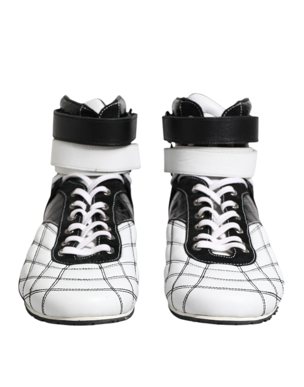 Dolce &amp; Gabbana Schwarze weiße Leder High Top Sneakers Schuhe