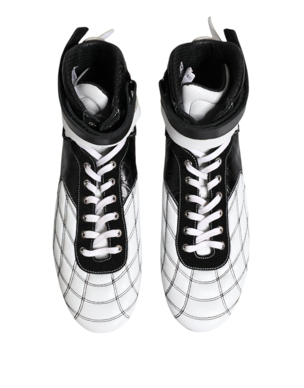 Dolce &amp; Gabbana Schwarze weiße Leder High Top Sneakers Schuhe