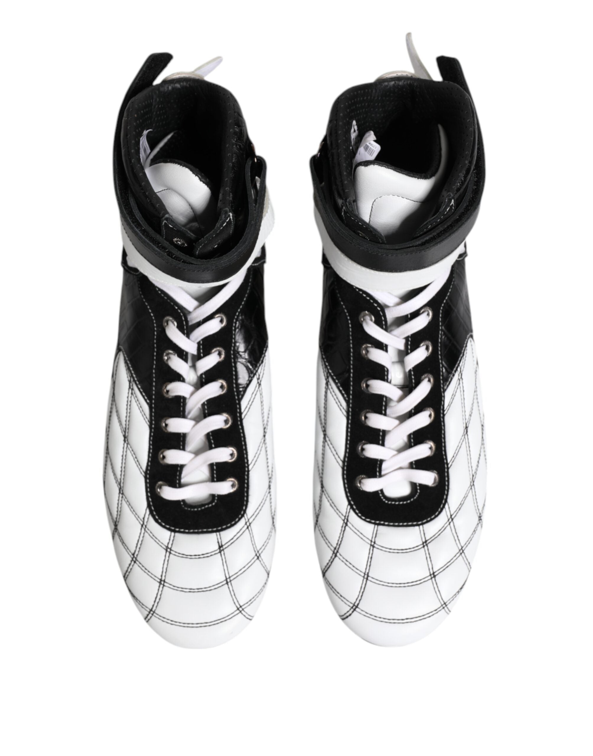 Dolce &amp; Gabbana Schwarze weiße Leder High Top Sneakers Schuhe