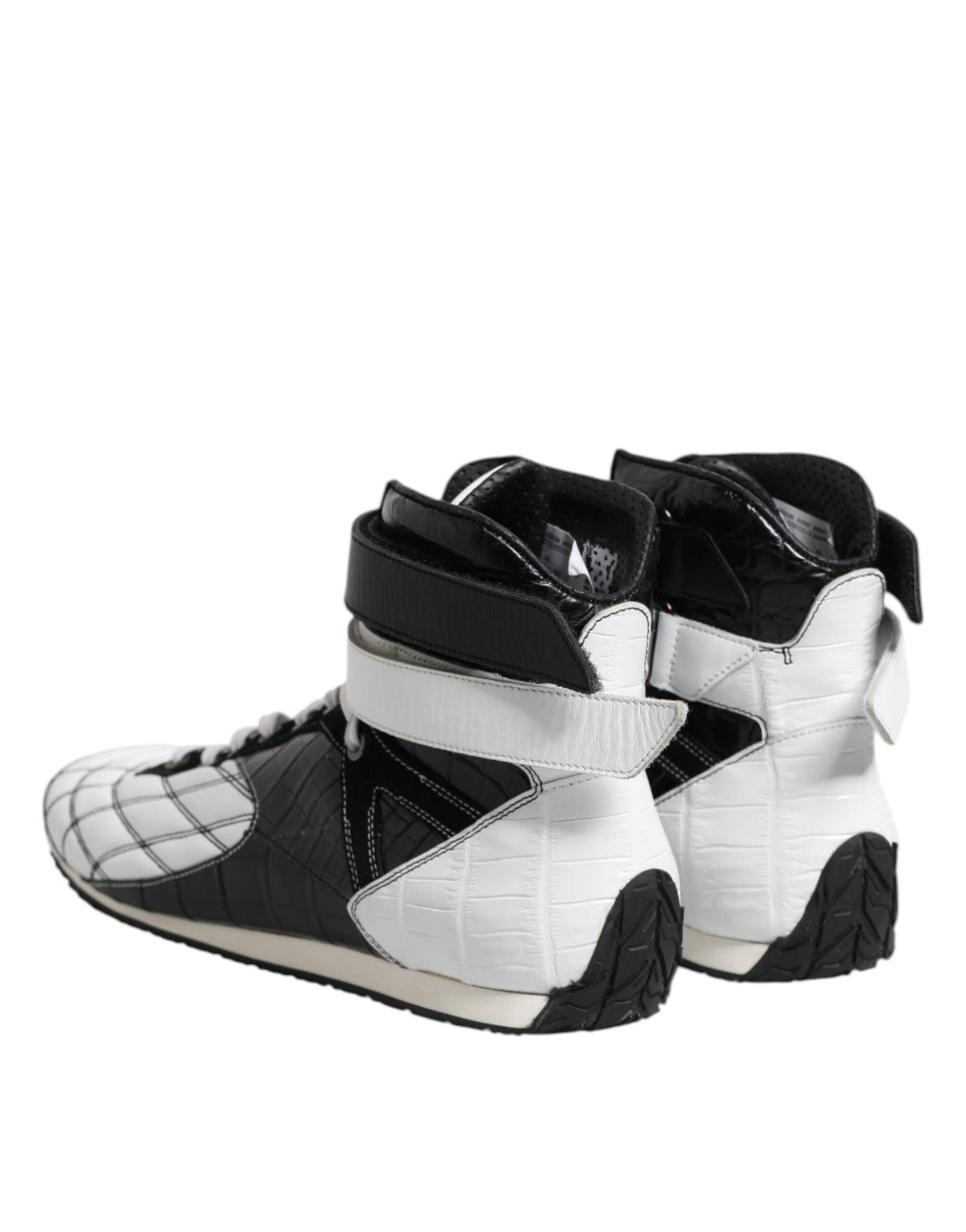 Dolce &amp; Gabbana Schwarze weiße Leder High Top Sneakers Schuhe