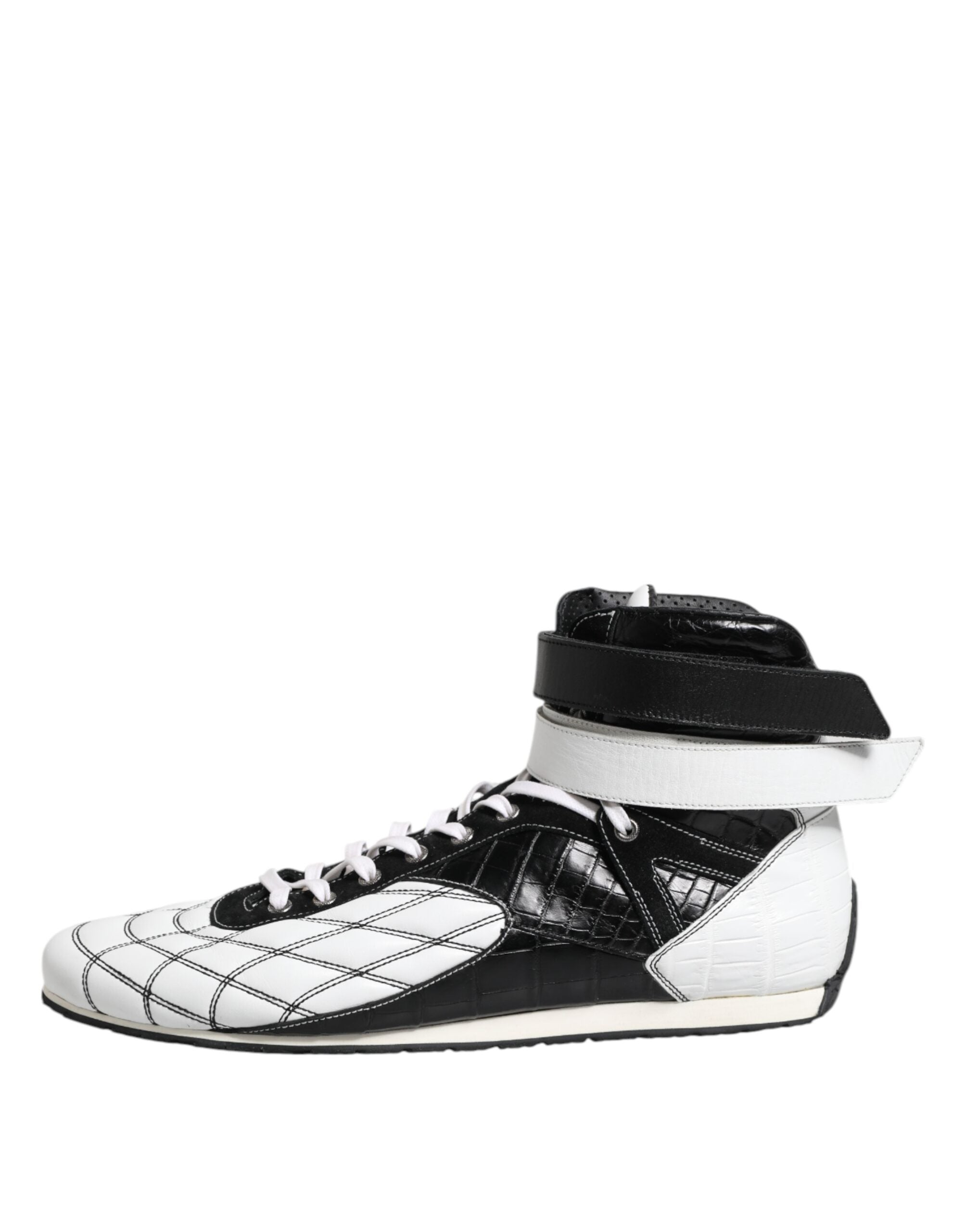 Dolce &amp; Gabbana Schwarze weiße Leder High Top Sneakers Schuhe