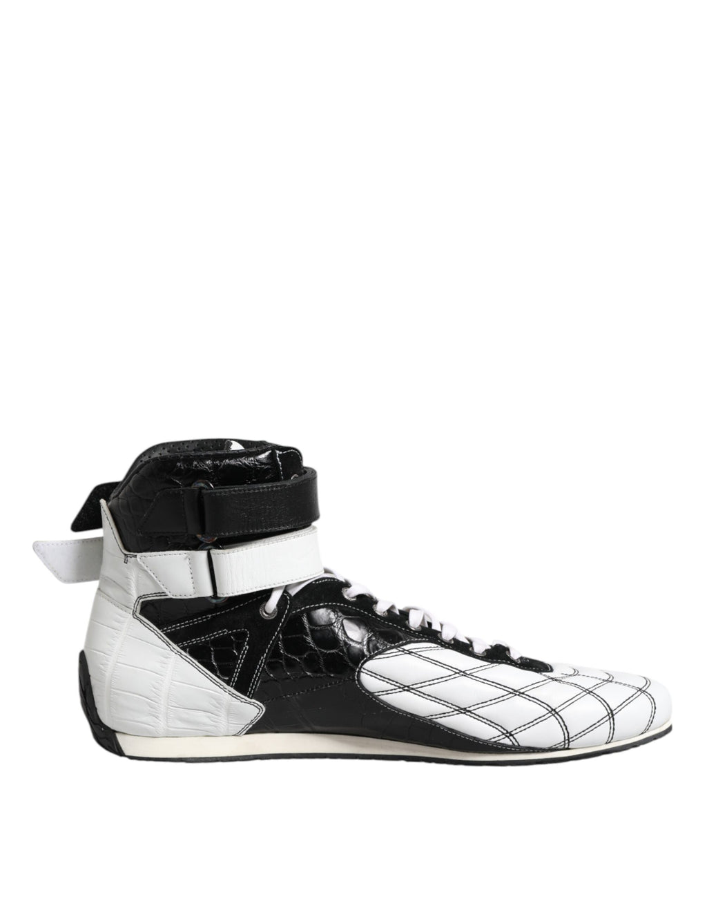 Dolce &amp; Gabbana Schwarze weiße Leder High Top Sneakers Schuhe
