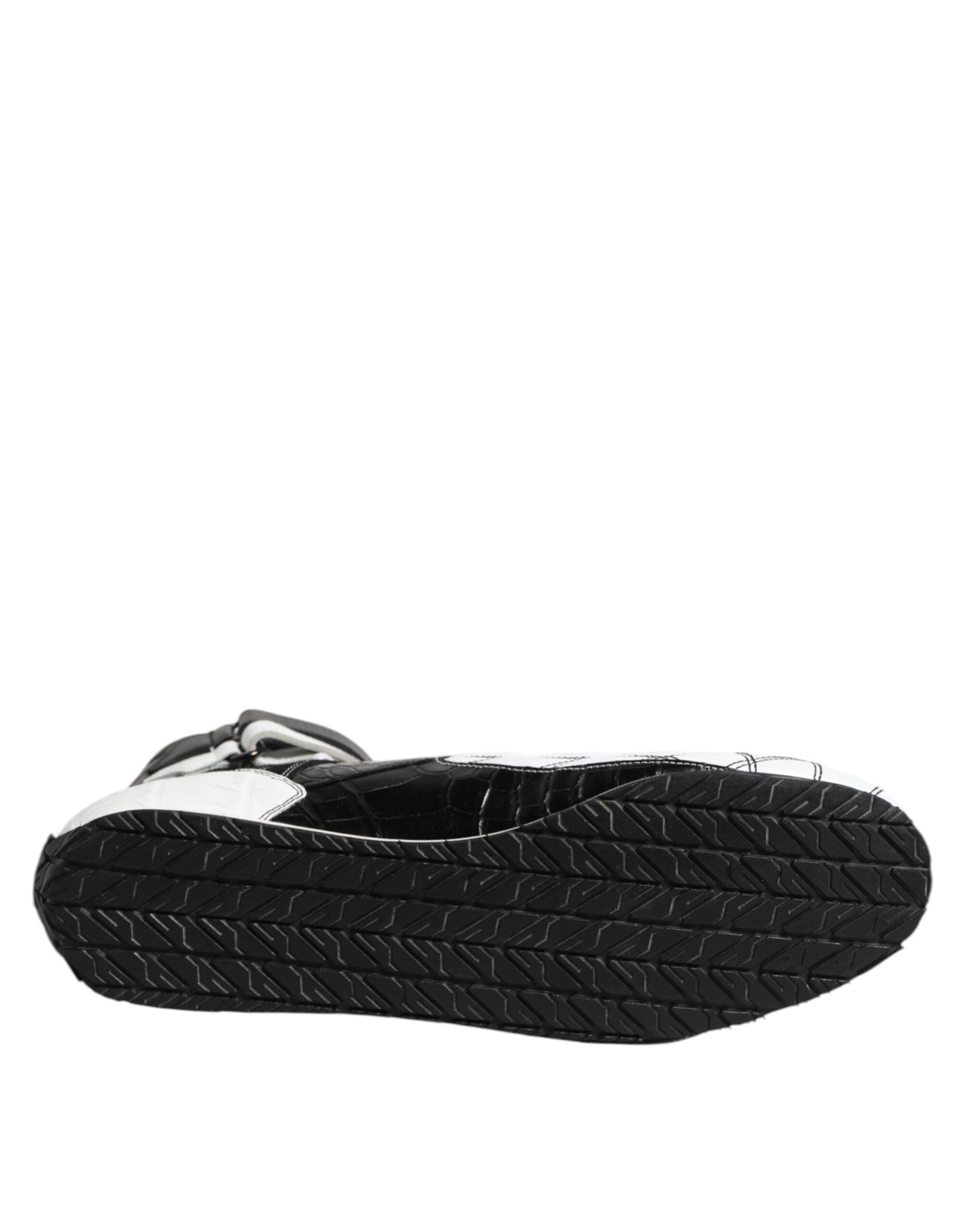 Dolce &amp; Gabbana Schwarze weiße Leder High Top Sneakers Schuhe