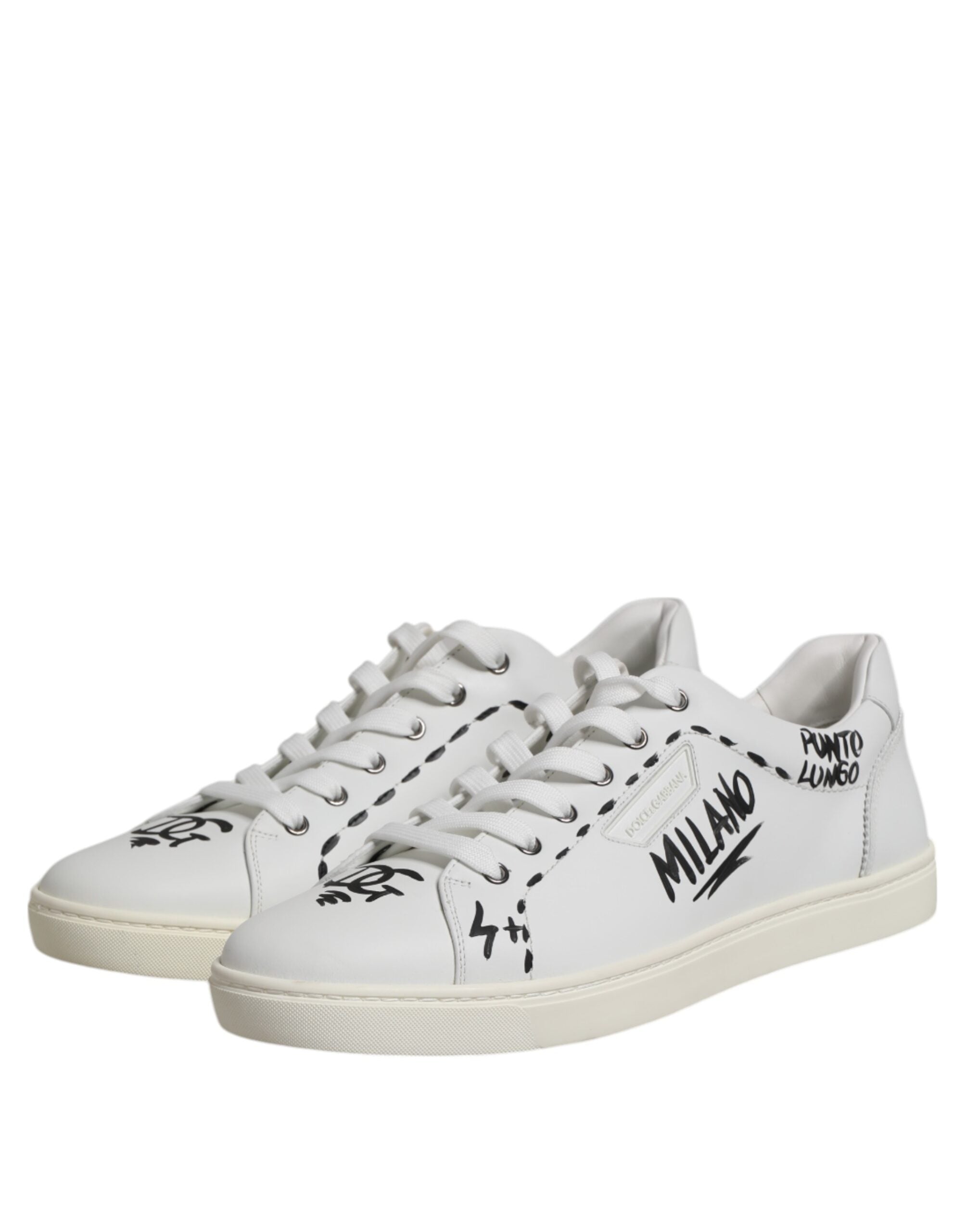 Dolce &amp; Gabbana Weiße London Kalbsleder Herren Sneakers Schuhe