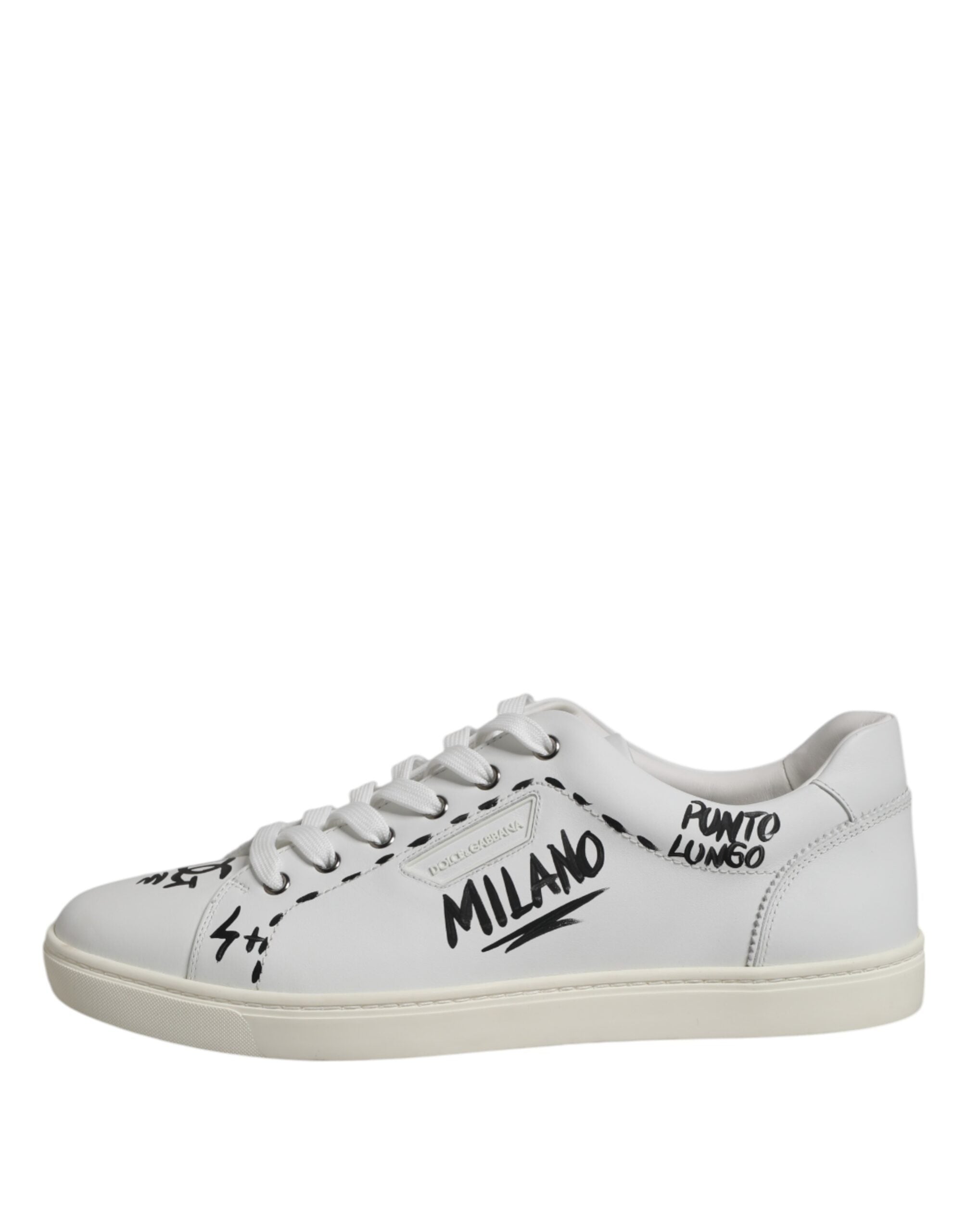 Dolce &amp; Gabbana Weiße London Kalbsleder Herren Sneakers Schuhe