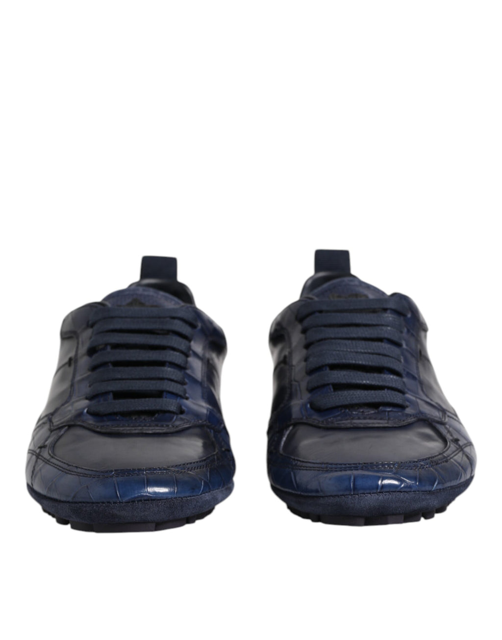 Dolce &amp; Gabbana Dunkelblaue Leder Low Top Herren Sneakers Schuhe