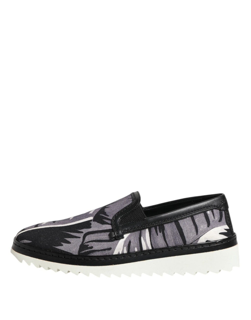Dolce &amp; Gabbana – Schwarze Slip-On-Sneakers mit tropischem Muster für Herren
