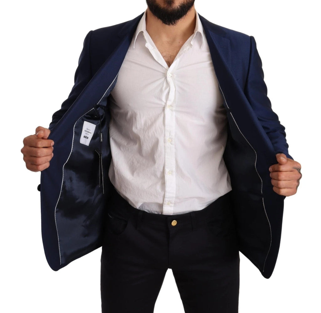 Dolce &amp; Gabbana – MARTINI – Slim Fit-Mantelblazer aus Wolle, blau