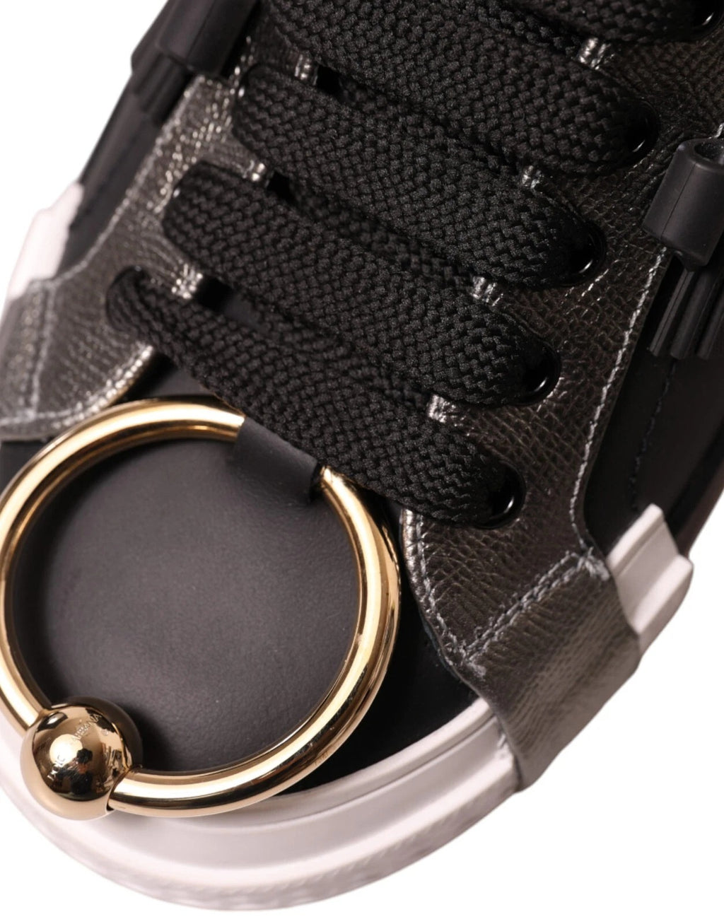Dolce &amp; Gabbana Schwarze niedrige Sneakers aus Leder „Portofino“