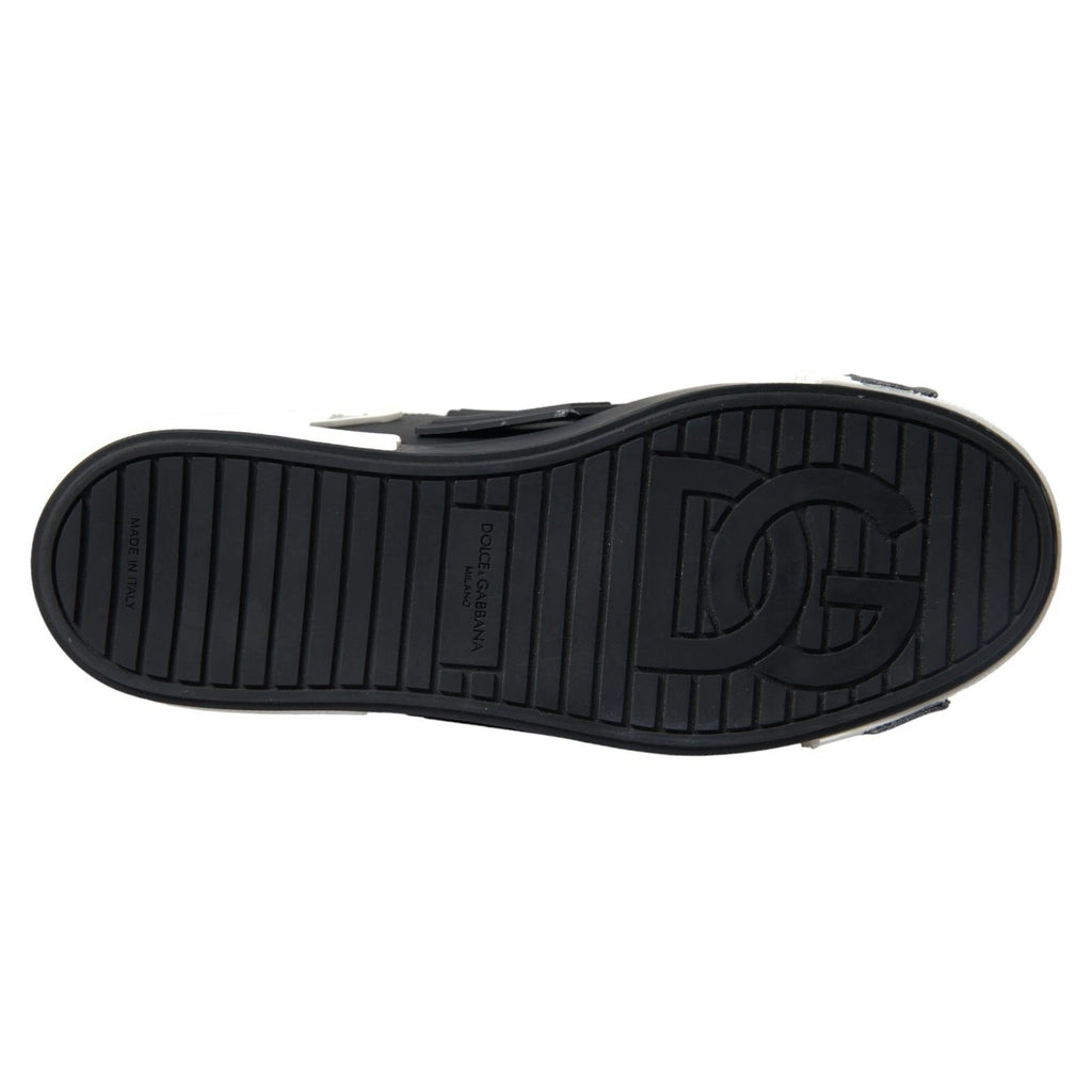 Dolce &amp; Gabbana Schwarze niedrige Sneakers aus Leder „Portofino“