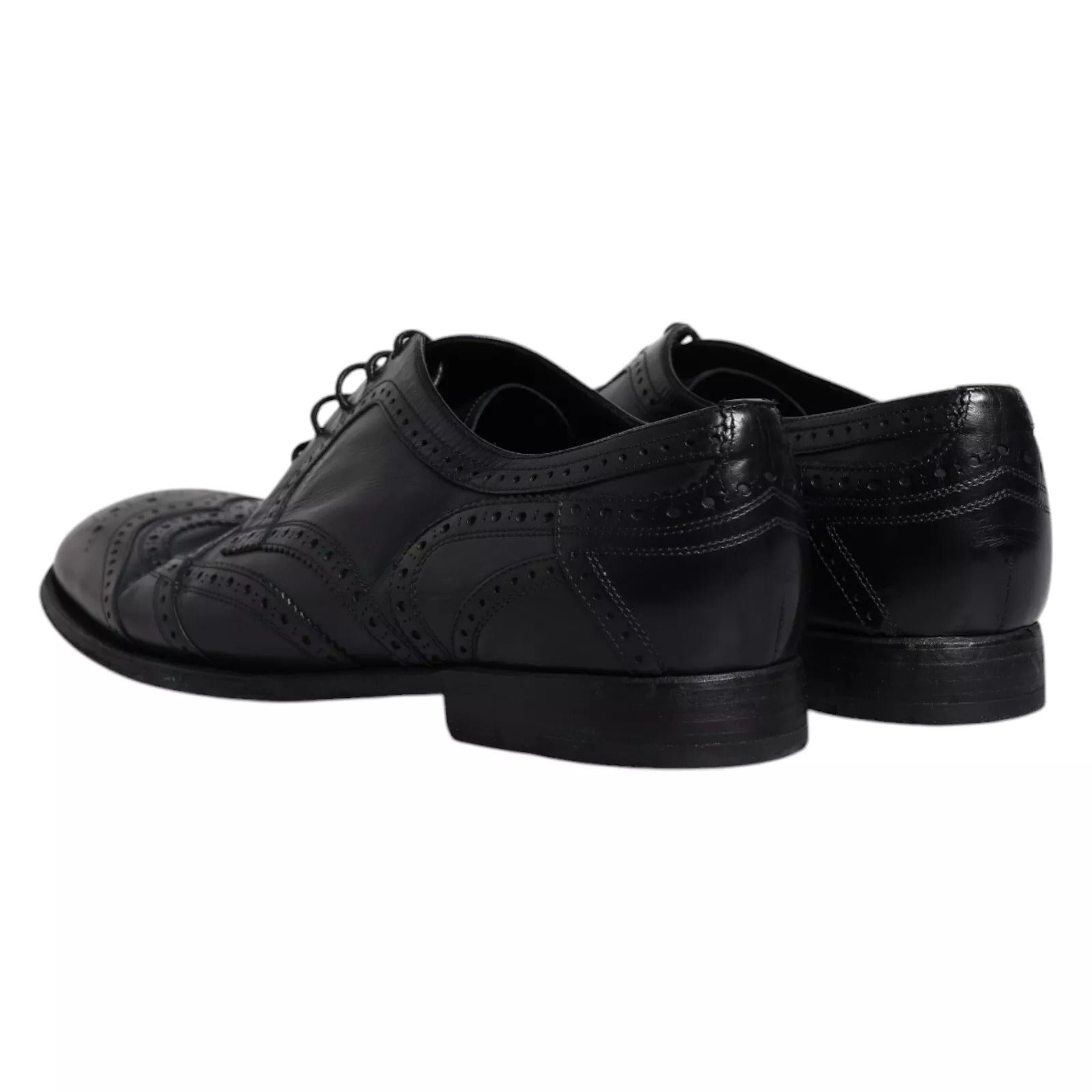 Dolce &amp; Gabbana – Dunkelblaue Derby-Schuhe aus Leder mit Flügelkappe
