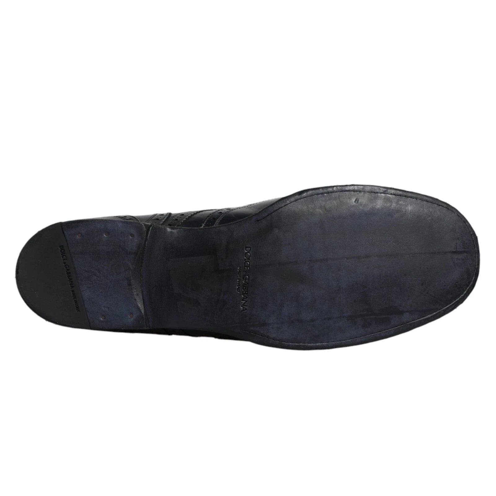 Dolce &amp; Gabbana – Dunkelblaue Derby-Schuhe aus Leder mit Flügelkappe