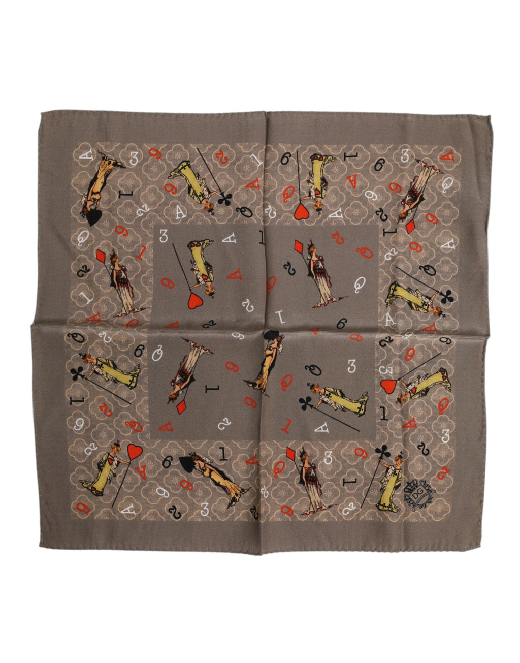 Dolce &amp; Gabbana Brauner, quadratischer Foulard aus Seide mit Print für Herren