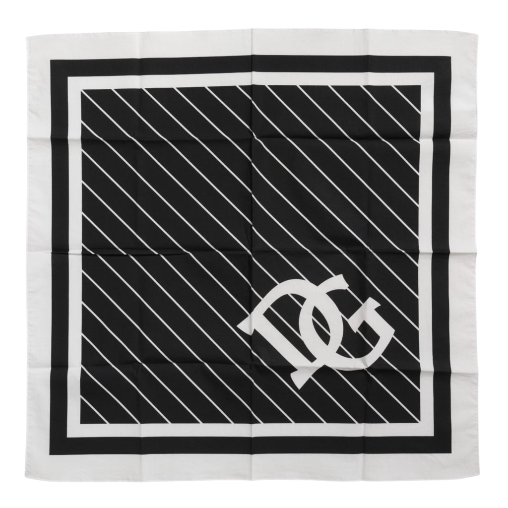 Dolce &amp; Gabbana Schwarz-Weiß DG Logo Quadratischer Herren-Foulardschal