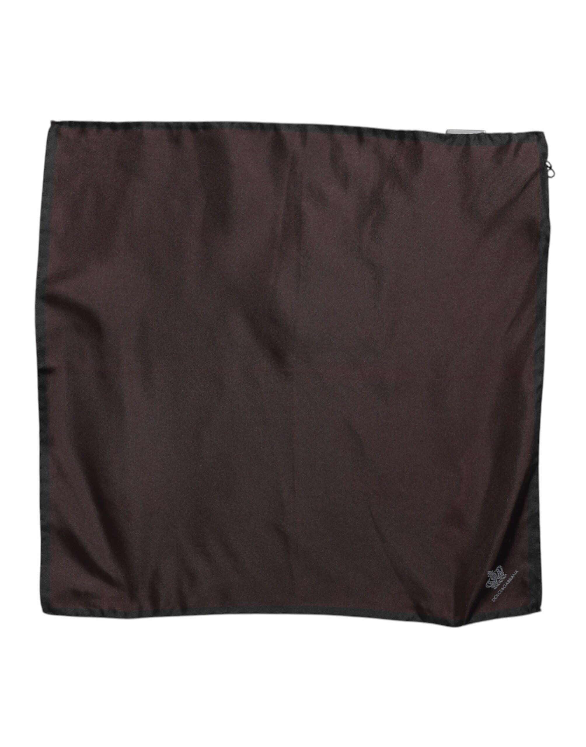 Dolce &amp; Gabbana Brauner quadratischer Foulard aus Seide mit DG Crown-Motiv für Herren