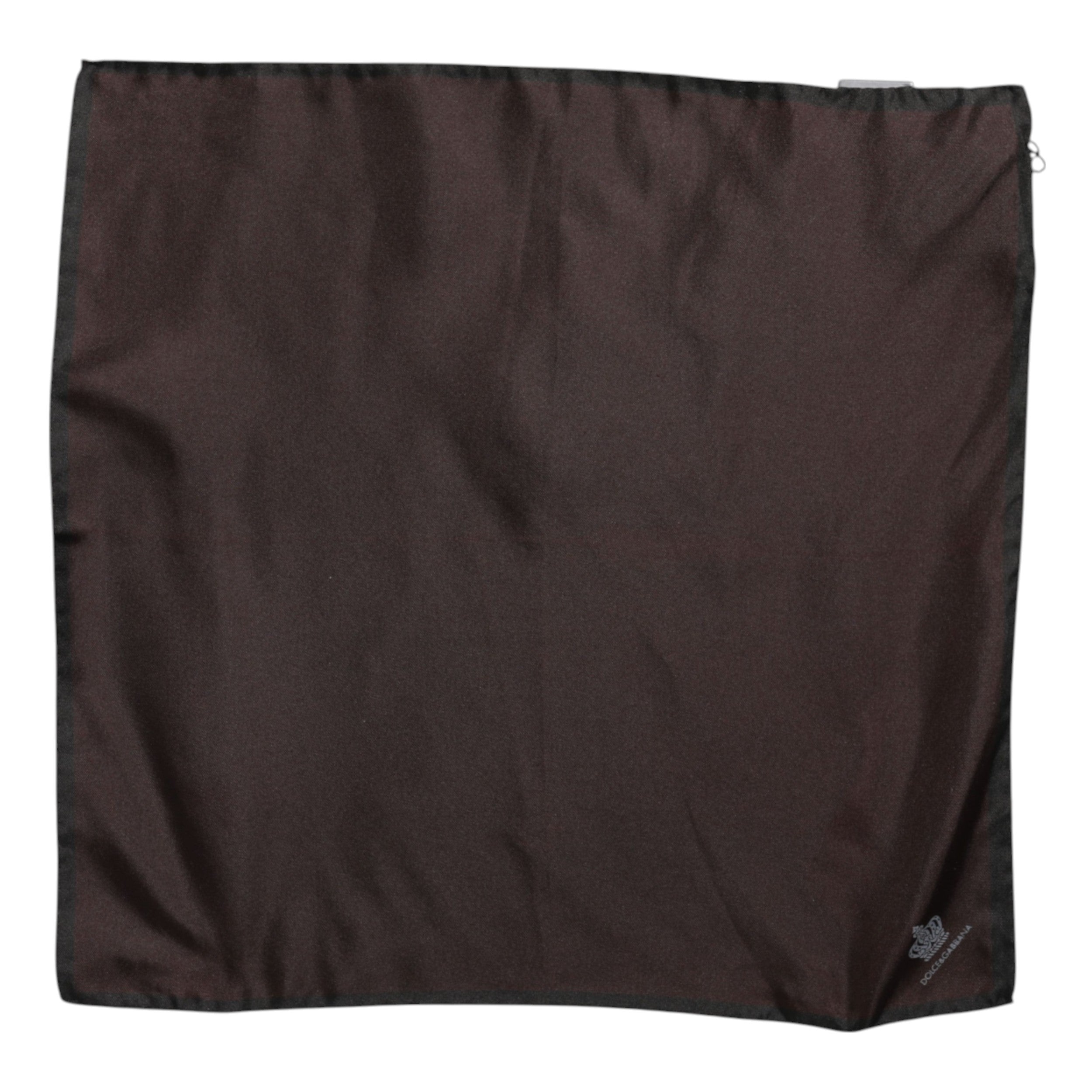 Dolce &amp; Gabbana Brauner quadratischer Foulard aus Seide mit DG Crown-Motiv für Herren