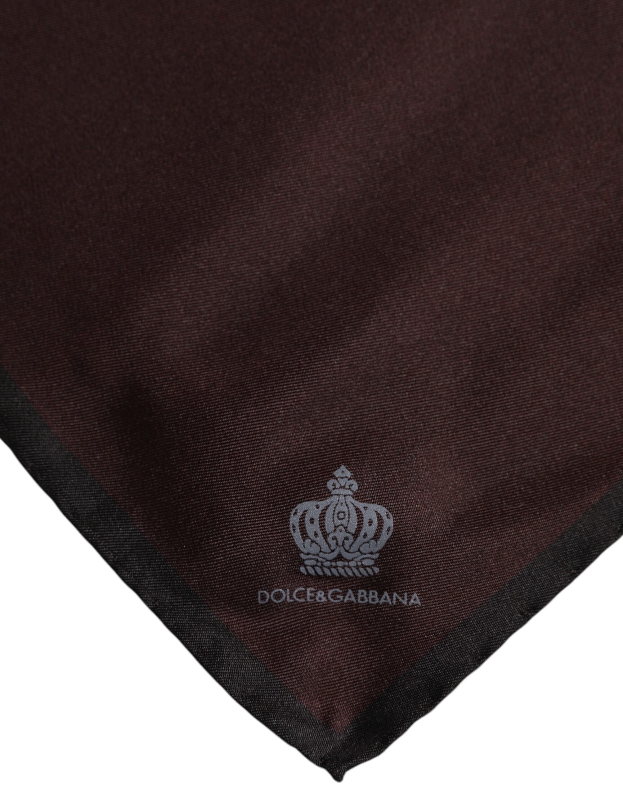 Dolce &amp; Gabbana Brauner quadratischer Foulard aus Seide mit DG Crown-Motiv für Herren