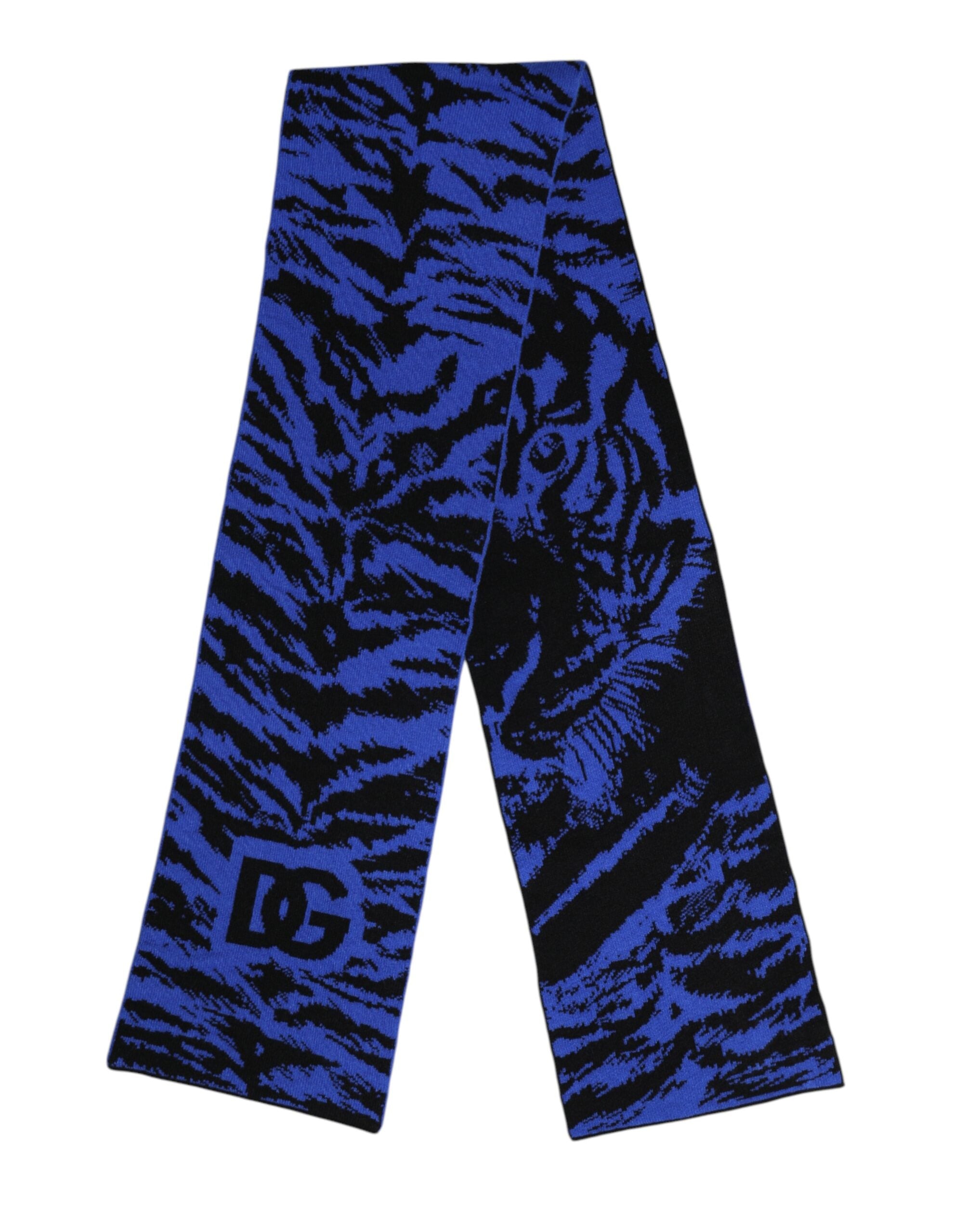 Dolce &amp; Gabbana – Halswärmer, Wickelschal, Blau/Schwarz, Logo