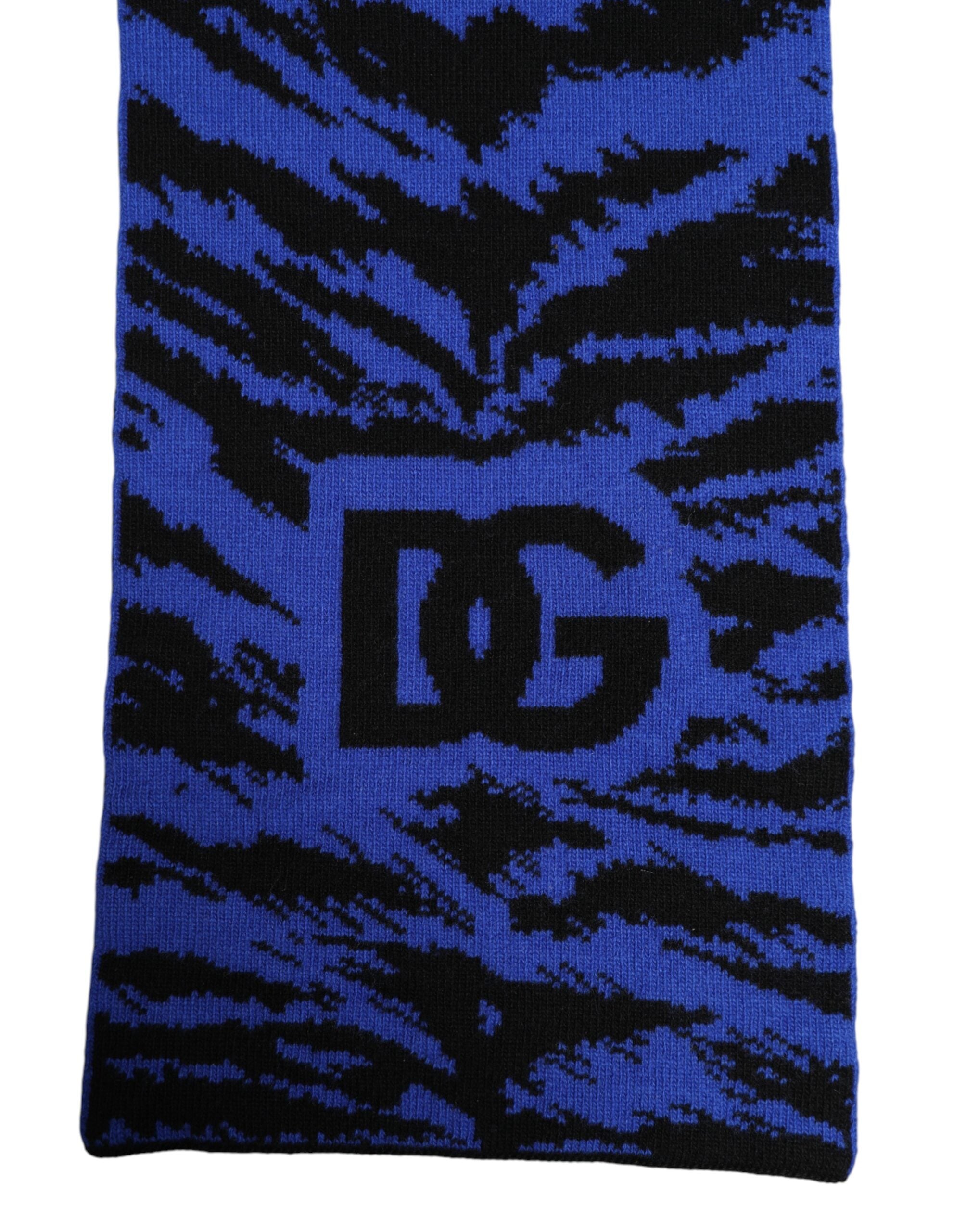 Dolce &amp; Gabbana – Halswärmer, Wickelschal, Blau/Schwarz, Logo