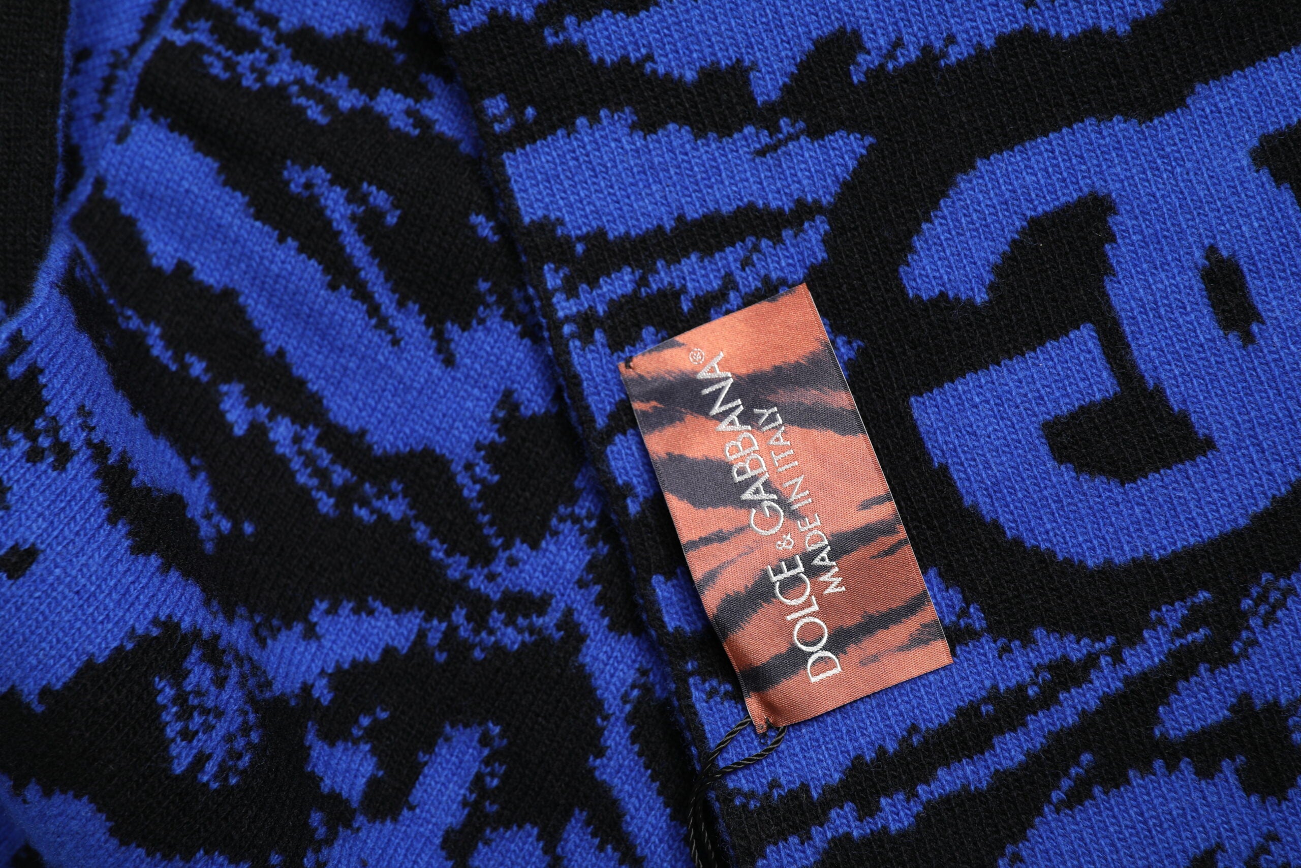 Dolce &amp; Gabbana – Halswärmer, Wickelschal, Blau/Schwarz, Logo