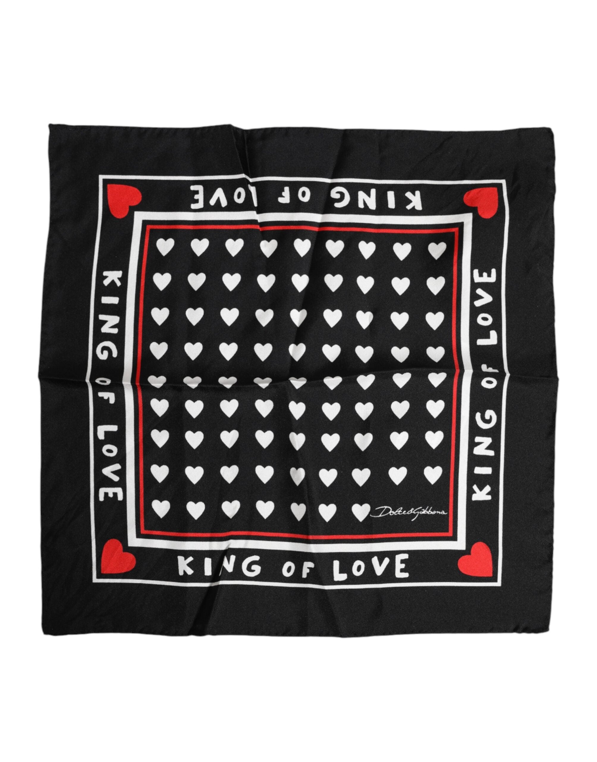 Dolce &amp; Gabbana – Schwarz bedruckter quadratischer Foulard aus Seide für Herren
