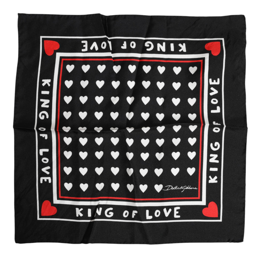 Dolce &amp; Gabbana – Schwarz bedruckter quadratischer Foulard aus Seide für Herren