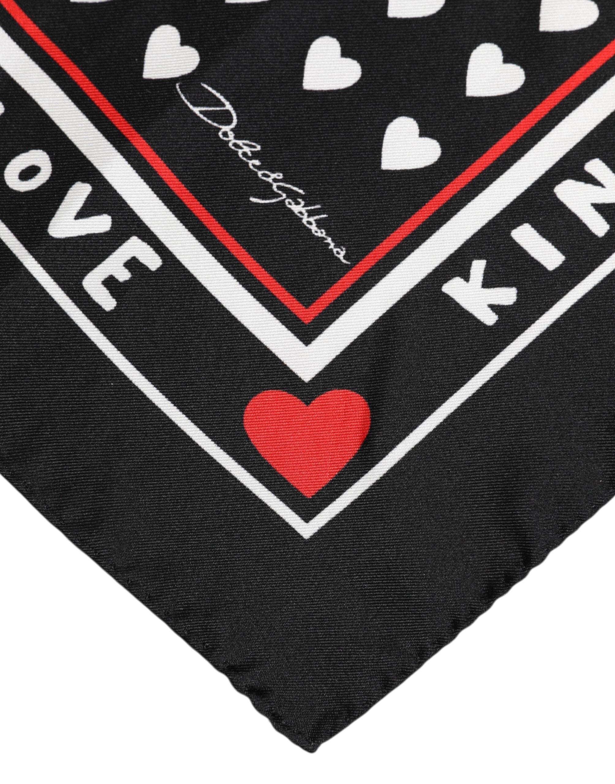 Dolce &amp; Gabbana – Schwarz bedruckter quadratischer Foulard aus Seide für Herren