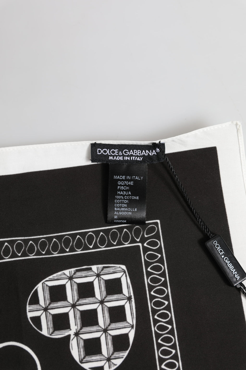 Dolce &amp; Gabbana Schwarz Weiß Bandana Square Herren Foulard Schal
