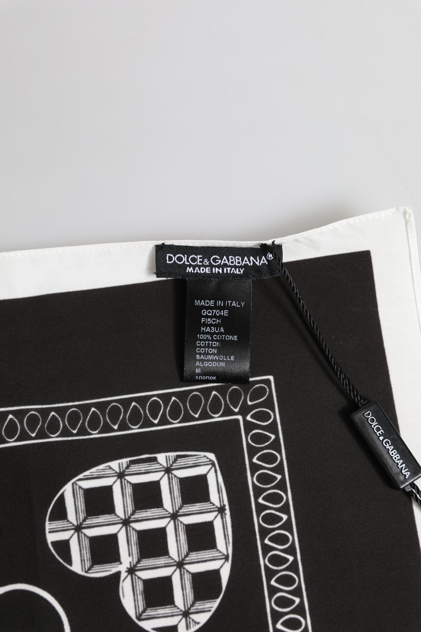 Dolce &amp; Gabbana Schwarz Weiß Bandana Square Herren Foulard Schal
