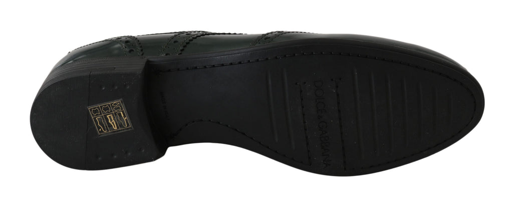 Dolce &amp; Gabbana – Elegante grüne Brogues, Oxford-Schuhe mit Flügelkappe