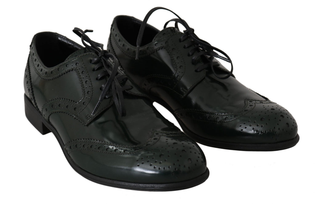 Dolce &amp; Gabbana – Elegante grüne Brogues, Oxford-Schuhe mit Flügelkappe