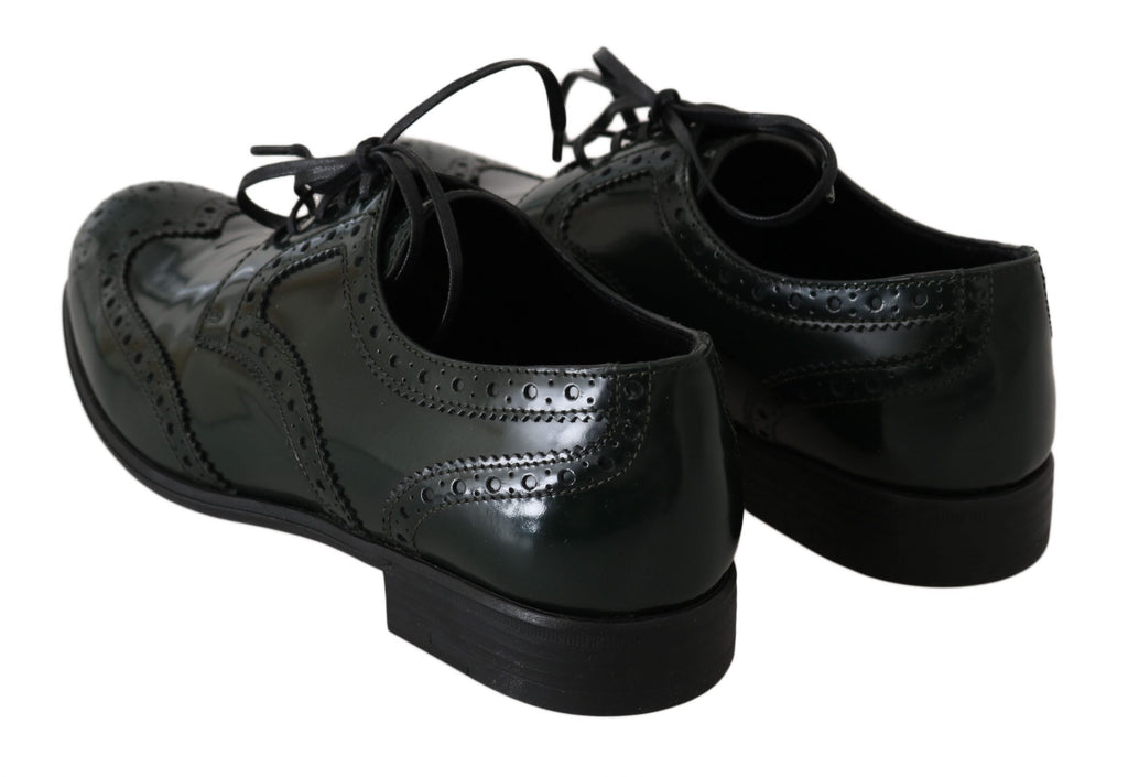 Dolce &amp; Gabbana – Elegante grüne Brogues, Oxford-Schuhe mit Flügelkappe