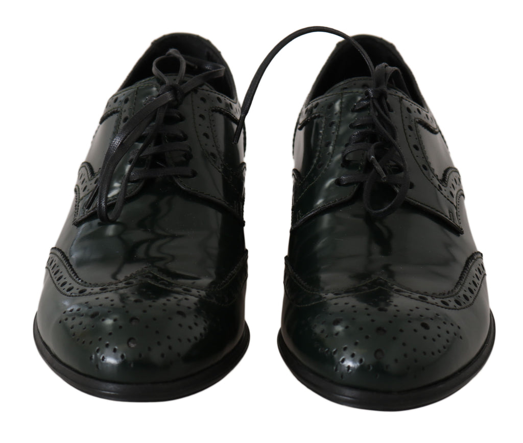 Dolce &amp; Gabbana – Elegante grüne Brogues, Oxford-Schuhe mit Flügelkappe