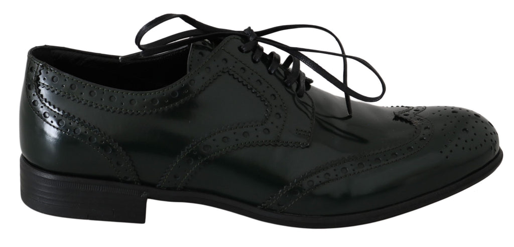 Dolce &amp; Gabbana – Elegante grüne Brogues, Oxford-Schuhe mit Flügelkappe