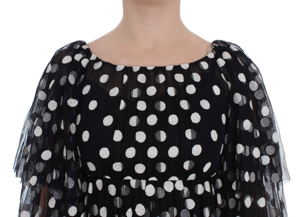 Dolce &amp; Gabbana Elegantes gepunktetes Rüschenkleid