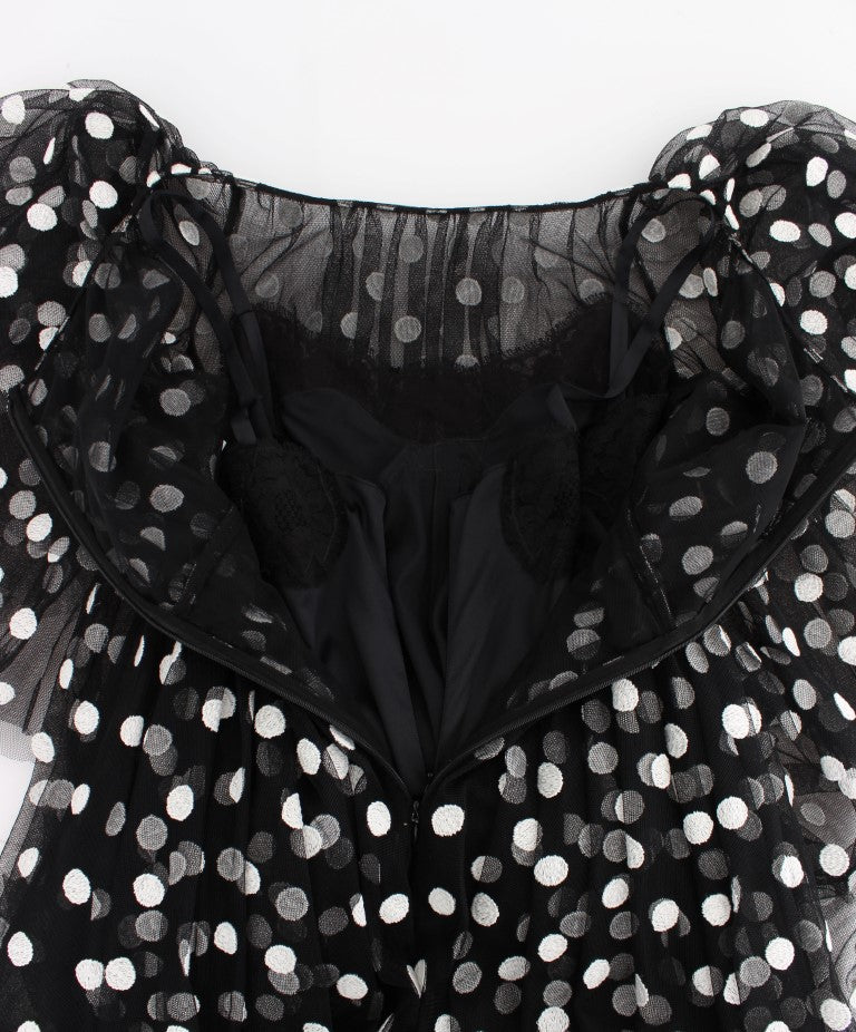 Dolce &amp; Gabbana Elegantes gepunktetes Rüschenkleid