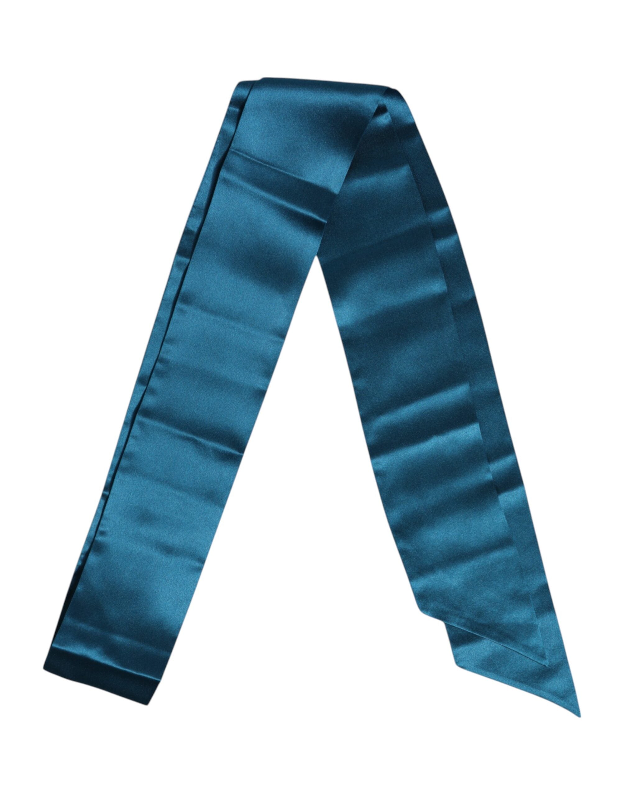 Dolce &amp; Gabbana – Schmaler Foulard-Wickelschal aus blauer Satinseide
